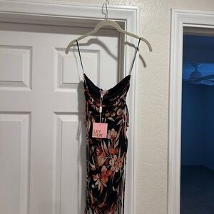 Leyden Black Dress with Floral Design